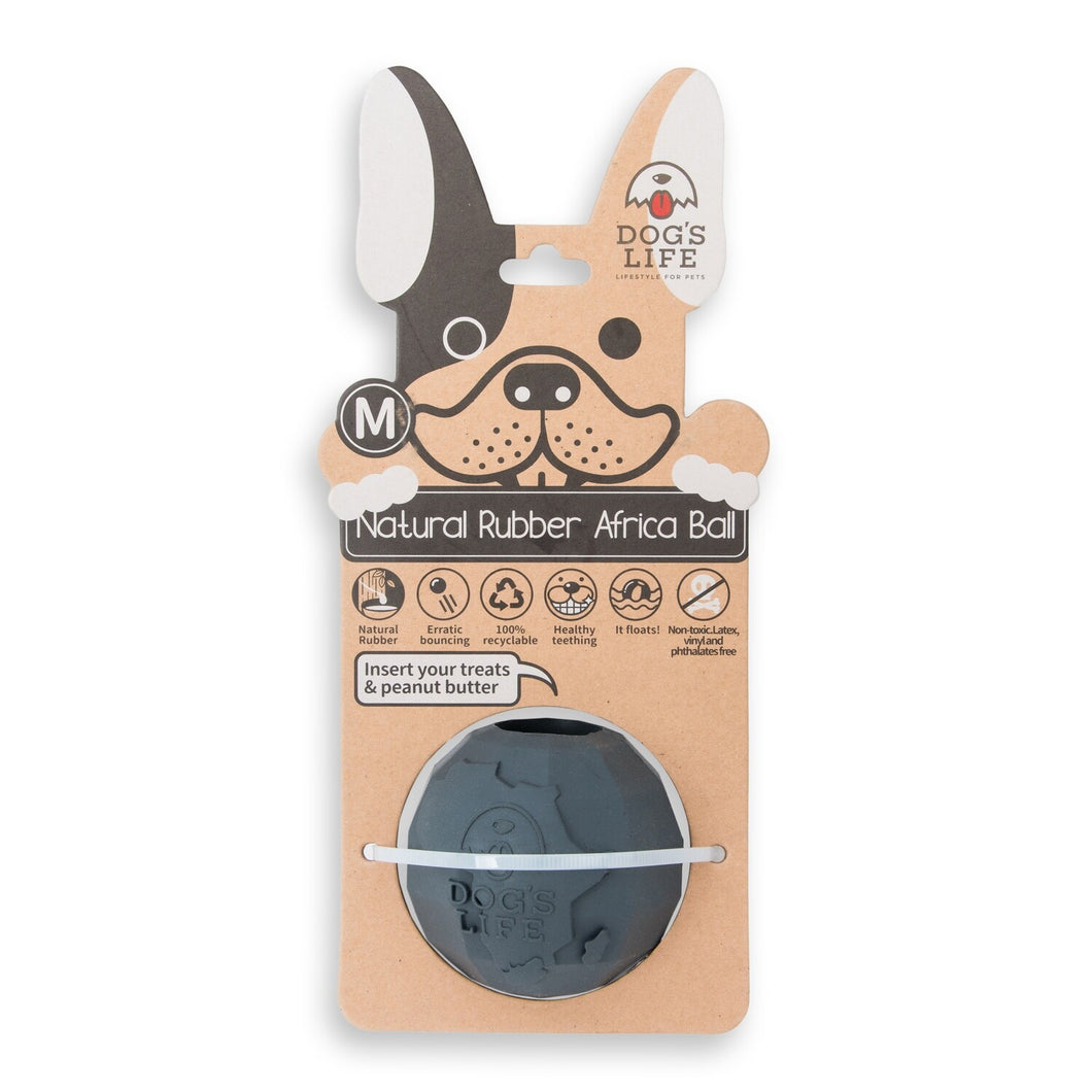 Dog's Life Rubber Africa Ball Grey Medium